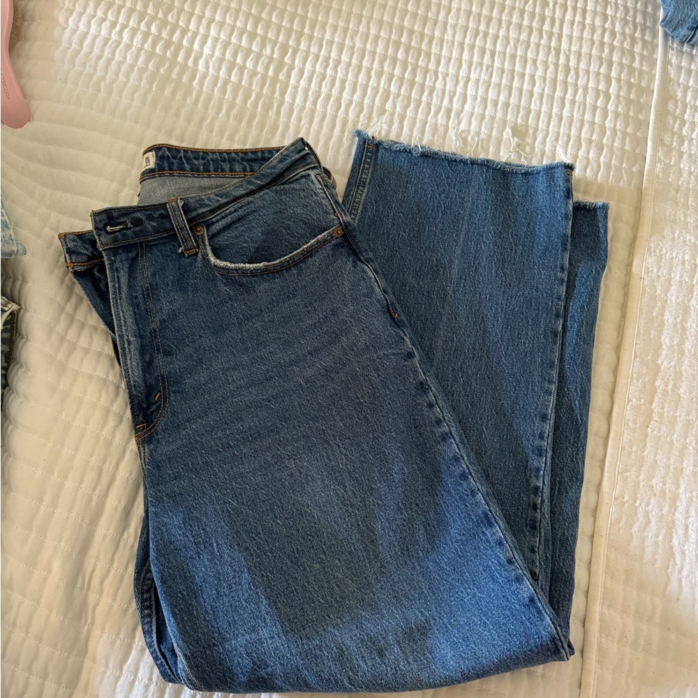Abercrombie & Fitch Women's Dark Blue Straight-Leg Jeans